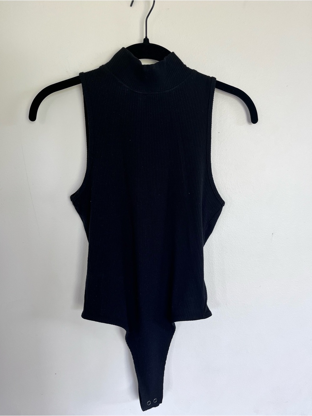 aerie Black Ribbed Sleeveless Mock Neck Bodysuit